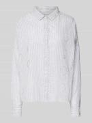 0039 Italy Regular Fit Hemdbluse mit Lochstickerei Modell 'LUCY' in Bl...