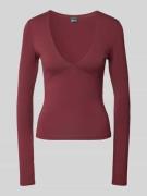 Gina Tricot Longsleeve mit V-Ausschnitt in Bordeaux, Größe L