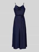 YAS Cocktailkleid mit Bindegürtel Modell 'Thea' in Marine, Größe 40