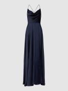 V.M. Abendkleid mit Wasserfall-Ausschnitt in Marine, Größe 32