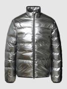 EA7 Emporio Armani Steppjacke mit Stehkragen in Silber, Größe XXL