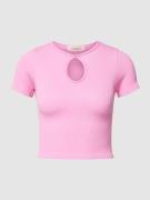 Only Crop T-Shirt mit Cut Out Modell 'GWEN' in Pink, Größe L