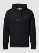 Gant Hoodie mit Label-Stitching Modell 'SHIELD' in Black, Größe 4XL