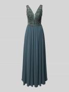 Mascara Abendkleid mit floralen Stickereien in Schilf, Größe 34