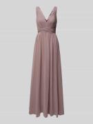 Mascara Abendkleid mit Plisseefalten in Mauve, Größe 32