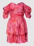 LACE & BEADS Cocktailkleid mit floralem Print in Pink, Größe M