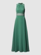 V.M. Abendkleid mit Häkelspitze in Hellgruen, Größe 34