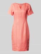 WHITE LABEL Knielanges Kleid mit V-Ausschnitt in Koralle, Größe 46