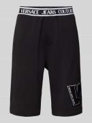 Versace Jeans Couture Sweatshorts mit elastischem Logo-Bund in Black, ...