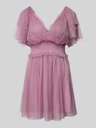 LACE & BEADS Cocktailkleid mit V-Ausschnitt in Rose, Größe M