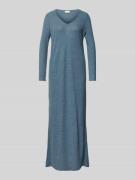ICHI Strickkleid mit V-Ausschnitt Modell 'YOSE' in Rauchblau, Größe S