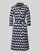 More & More Midikleid mit Bindegürtel in Marine, Größe 36