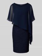 Swing Knielanges Cocktailkleid mit Überwurf in Marine, Größe 42