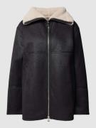 Mango Kurzmantel mit Kunstfellbesatz Modell 'RULO' in Black, Größe XS