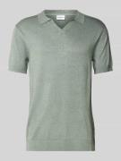 Lindbergh Slim Fit Poloshirt mit V-Ausschnitt Modell 'Ecovero' in Grue...