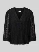 Vila Regular Fit Bluse mit V-Ausschnitt Modell 'LUMENA' in Black, Größ...