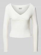 Only Slim Fit Langarmshirt aus Baumwoll-Mix mit Frill-Abschlüssen Mode...