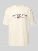 Gant T-Shirt mit Label-Print in Offwhite, Größe L