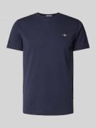 Gant Slim Fit T-Shirt mit Label-Stitching in Marine, Größe XL