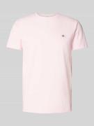Gant Slim Fit T-Shirt mit Label-Stitching in Pink, Größe L