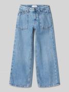 Mango Wide Leg Jeans mit aufgesetzten Taschen Modell 'pockets' in Blau...