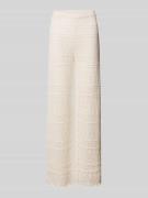 Review Stoffhose aus floralen Stickereien in Offwhite, Größe S