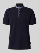 bugatti Regular Fit Poloshirt mit Stehkragen in Marine, Größe L