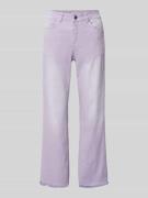 Milano Italy Jeans in verkürzter Passform mit Fransen in Flieder, Größ...