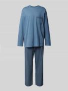 Schiesser Pyjama mit Brusttasche in Rauchblau, Größe 50