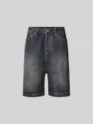 Evisu Loose Fit Jeansshorts mit Kontrastnähten in BLACK, Größe 31