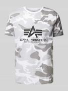 Alpha Industries T-Shirt mit Label-Print in Weiss, Größe L