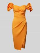 Lipsy Knielanges Cocktailkleid in Wickel-Optik in Orange, Größe 40