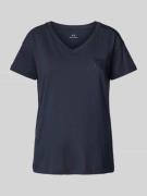 ARMANI EXCHANGE T-Shirt mit geripptem V-Ausschnitt in Marine, Größe L