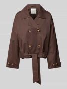 Neo Noir Trenchcoat mit Bindegürtel Modell 'Sia' in Dunkelbraun, Größe...