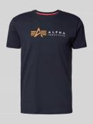 Alpha Industries T-Shirt mit Label-Print in Dunkelblau, Größe L