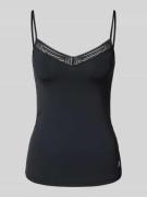 Marc O'Polo Shaped Fit Trägertop mit Spitzenbesatz in Black, Größe L