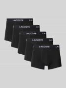 Lacoste Trunks mit elastischem Logo-Bund im 5er-Pack in Black, Größe S