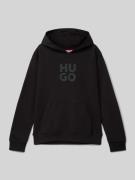 HUGO Hoodie mit Label-Print in Black, Größe 152