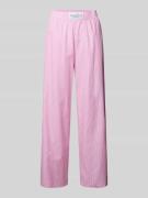 ANOTHER COTTON LAB Straight Leg Pyjama-Hose mit Label-Patch in Pink, G...