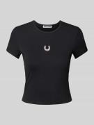 Review T-Shirt mit Label-Stitching in Black, Größe L