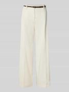 Christian Berg Woman Wide Leg Chino mit Gürtel in Offwhite, Größe 36