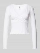 Only Slim Fit Langarmshirt aus Baumwoll-Mix Modell 'CARLOTTA' in Weiss...