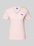 Hugo Blue T-Shirt mit Label-Detail in Rosa, Größe M