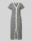 ICHI Strickkleid mit V-Ausschnitt Modell 'LORIANNA' in Marine, Größe M