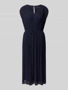 comma Midikleid mit Plisseefalten in Marine, Größe 36