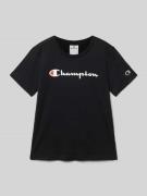 CHAMPION T-Shirt mit Label-Print in Black, Größe 128