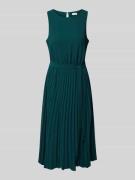 Apricot Midikleid mit Bindegürtel in Gruen, Größe S