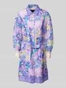 Marc Cain Knielanges Kleid mit Ballonärmeln in Flieder, Größe 44