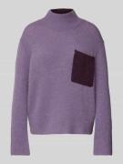 Luisa Cerano Strickpullover mit Brusttasche in Mauve, Größe 34