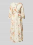 Jake*s Collection Midikleid mit Bindegürtel in Ecru, Größe 40